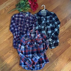 Bundle of 3 Womens plaid long sleeve shirts medium